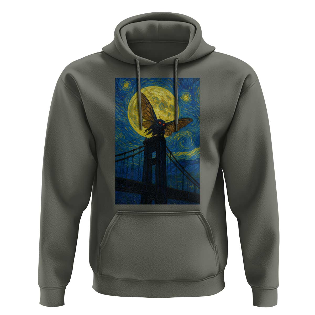 Mothman Starry Night Hoodie Van Gogh Cryptid Gift - Wonder Print Shop