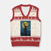 Mothman Starry Night V-Neck Knit Sweater Vest Van Gogh Cryptid Gift - Wonder Print Shop