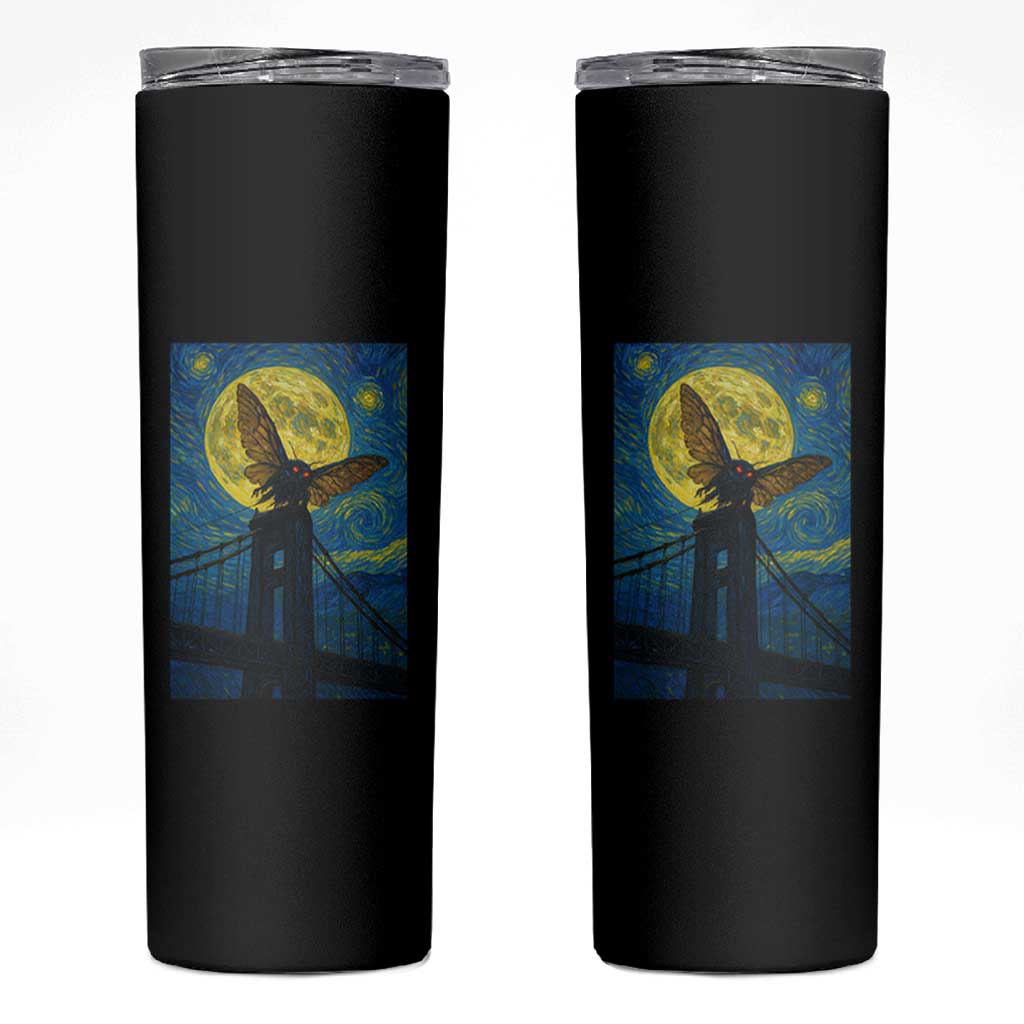 Mothman Starry Night Skinny Tumbler Van Gogh Cryptid Gift