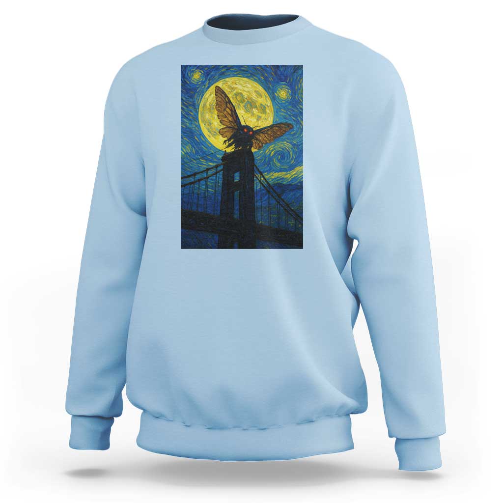 Mothman Starry Night Sweatshirt Van Gogh Cryptid Gift - Wonder Print Shop