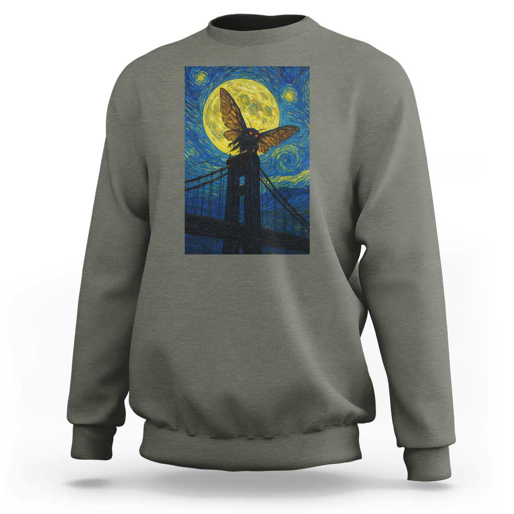 Mothman Starry Night Sweatshirt Van Gogh Cryptid Gift - Wonder Print Shop