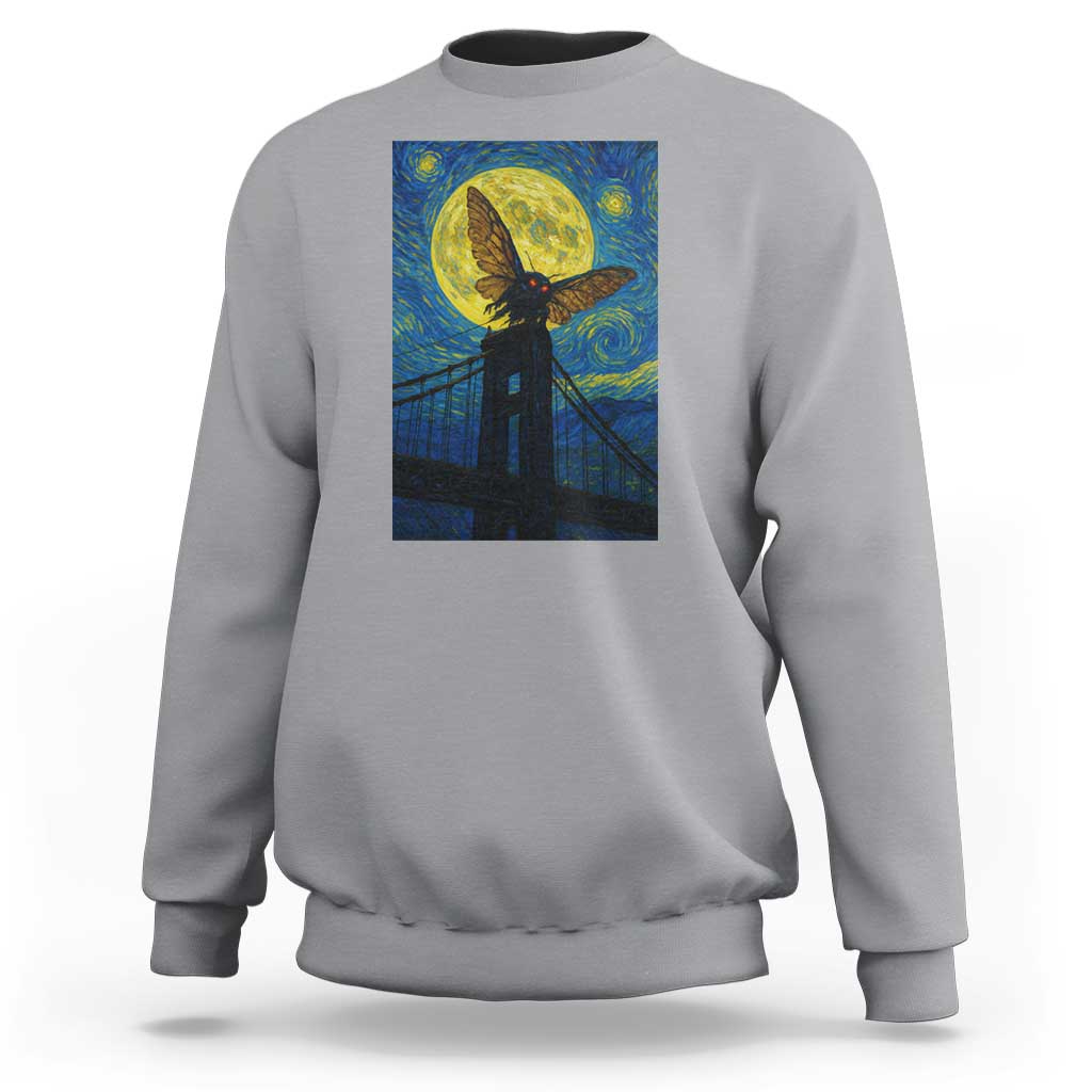 Mothman Starry Night Sweatshirt Van Gogh Cryptid Gift - Wonder Print Shop