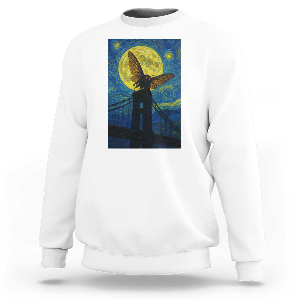 Mothman Starry Night Sweatshirt Van Gogh Cryptid Gift - Wonder Print Shop