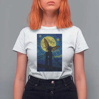 Mothman Starry Night T Shirt For Women Van Gogh Cryptid Gift - Wonder Print Shop