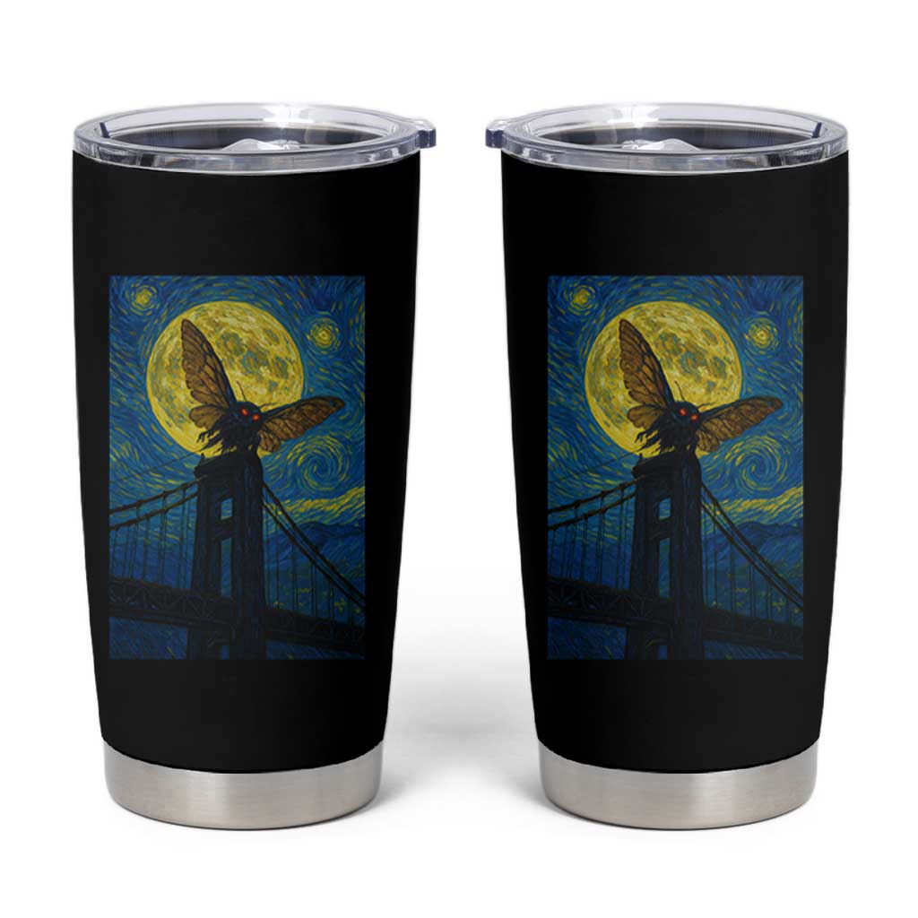 Mothman Starry Night Tumbler Cup Van Gogh Cryptid Gift