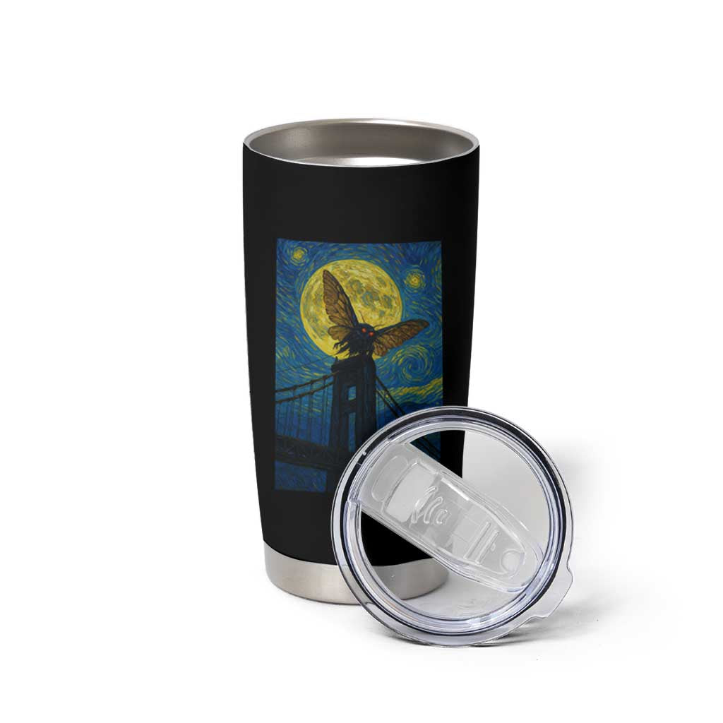 Mothman Starry Night Tumbler Cup Van Gogh Cryptid Gift
