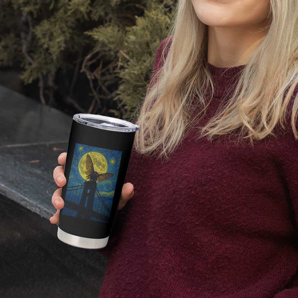 Mothman Starry Night Tumbler Cup Van Gogh Cryptid Gift