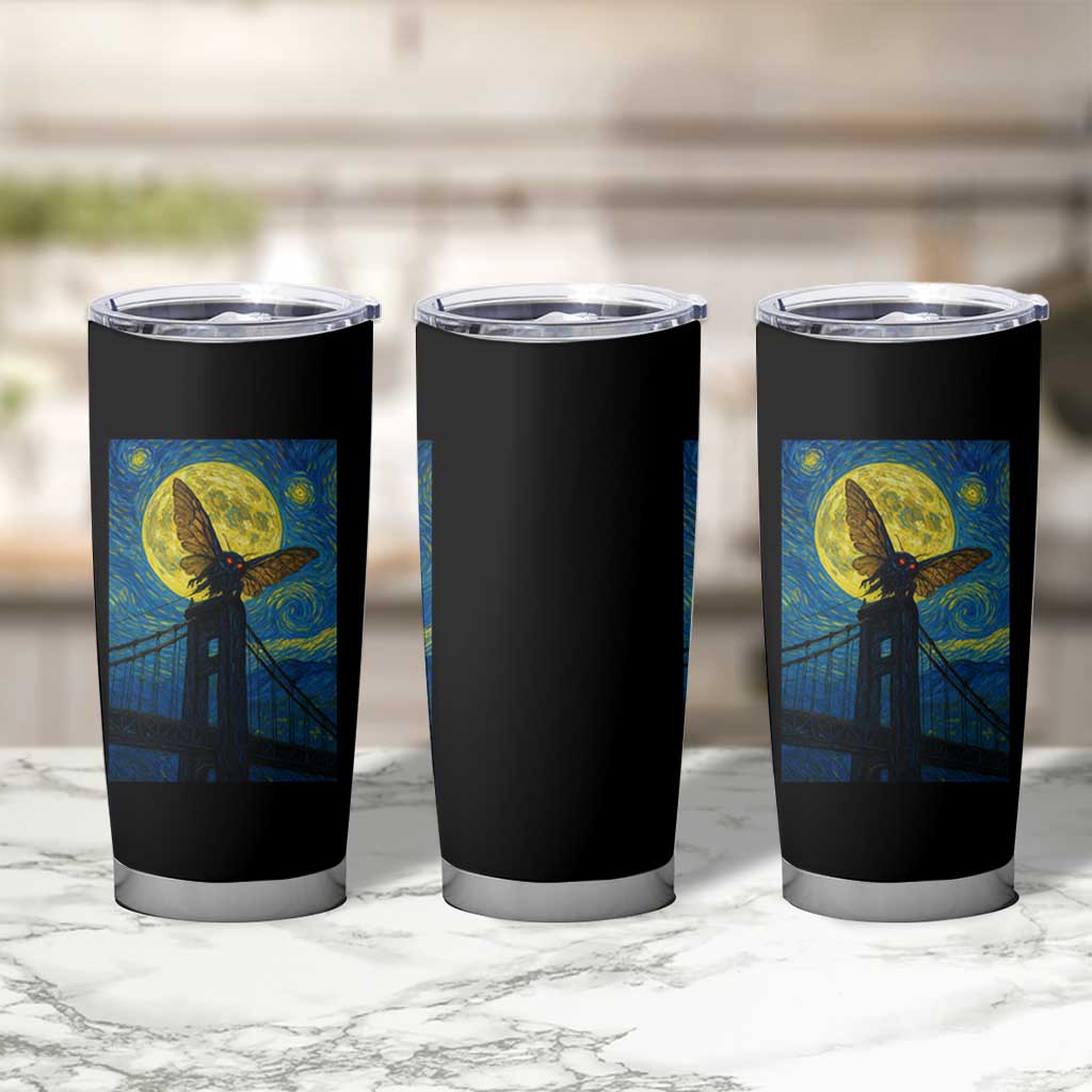 Mothman Starry Night Tumbler Cup Van Gogh Cryptid Gift