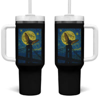 Mothman Starry Night Tumbler With Handle Van Gogh Cryptid Gift