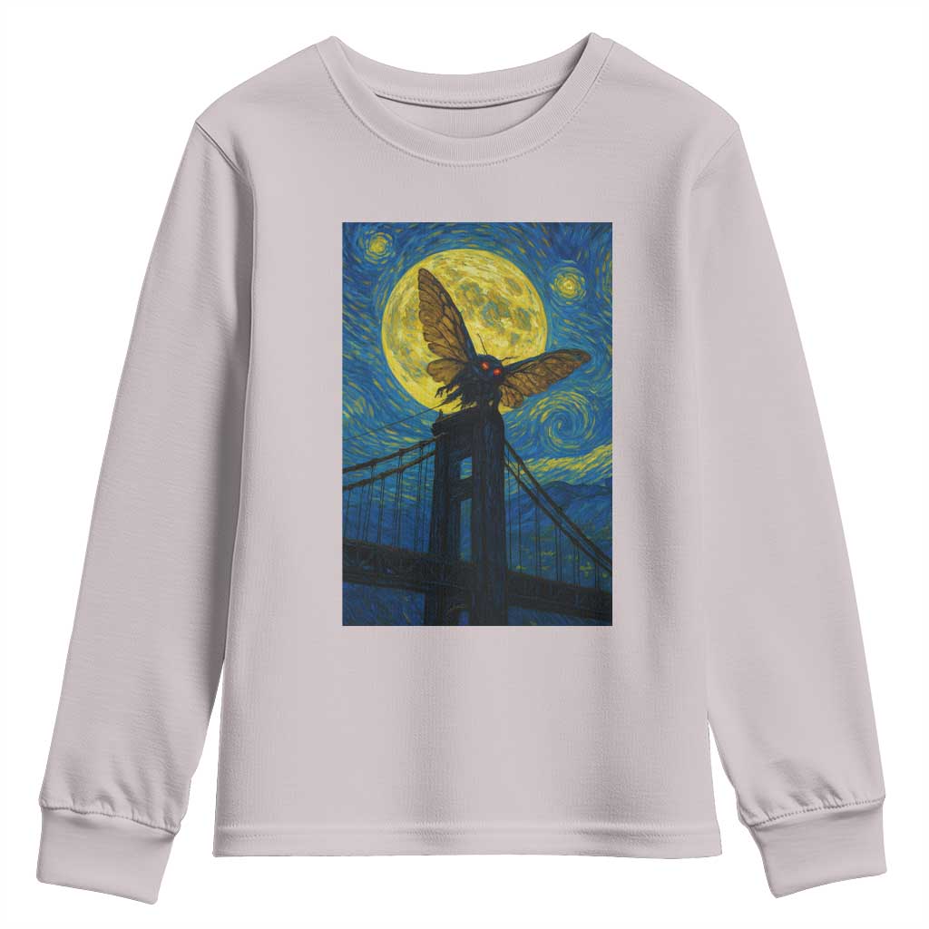 Mothman Starry Night Youth Sweatshirt Van Gogh Cryptid Gift - Wonder Print Shop