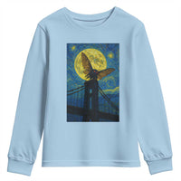 Mothman Starry Night Youth Sweatshirt Van Gogh Cryptid Gift - Wonder Print Shop