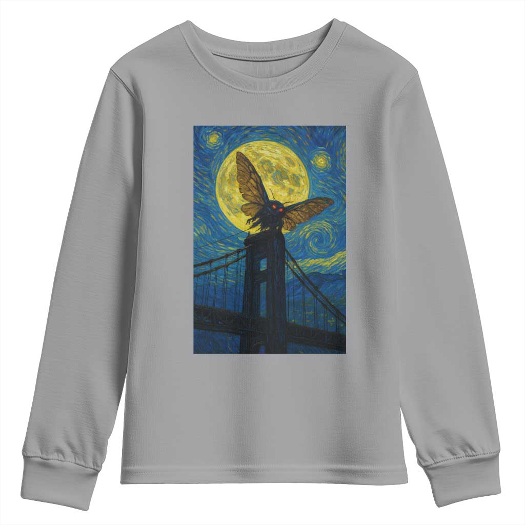 Mothman Starry Night Youth Sweatshirt Van Gogh Cryptid Gift - Wonder Print Shop
