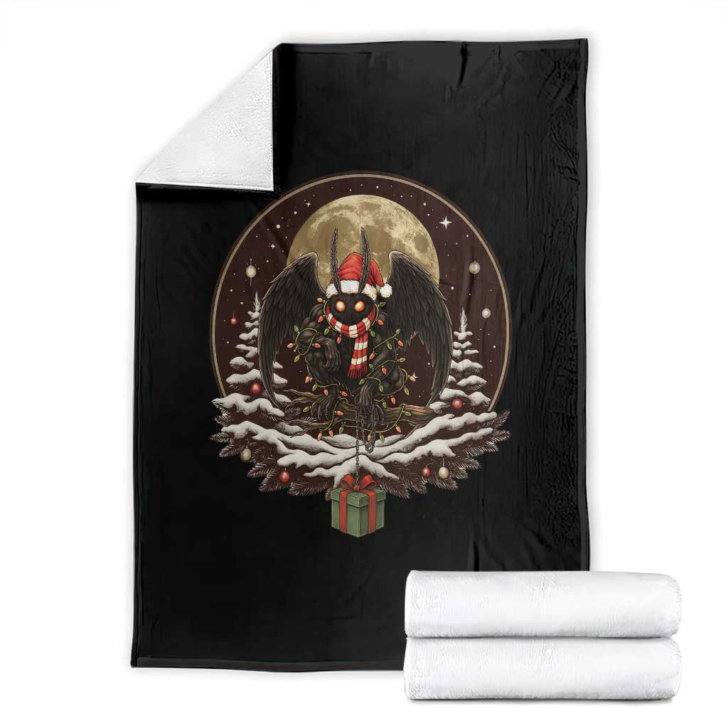 Mothman In Christmas Night Throw Blanket Funny Cryptid Gift - Wonder Print Shop
