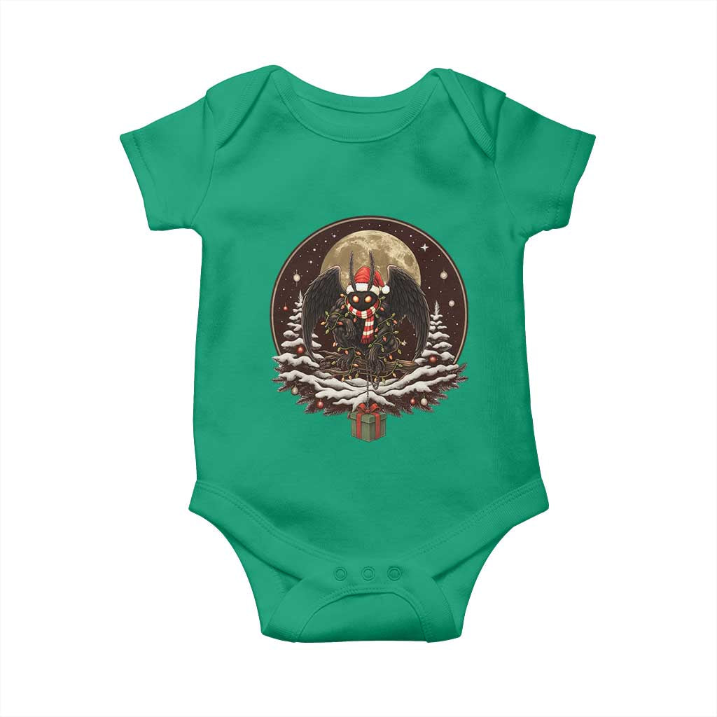 Mothman In Christmas Night Baby Onesie Funny Cryptid Gift - Wonder Print Shop