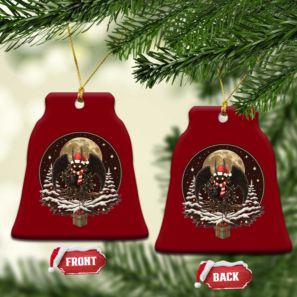 Mothman In Xmas Night Ceramic Ornament Funny Cryptid Gift - Wonder Print Shop