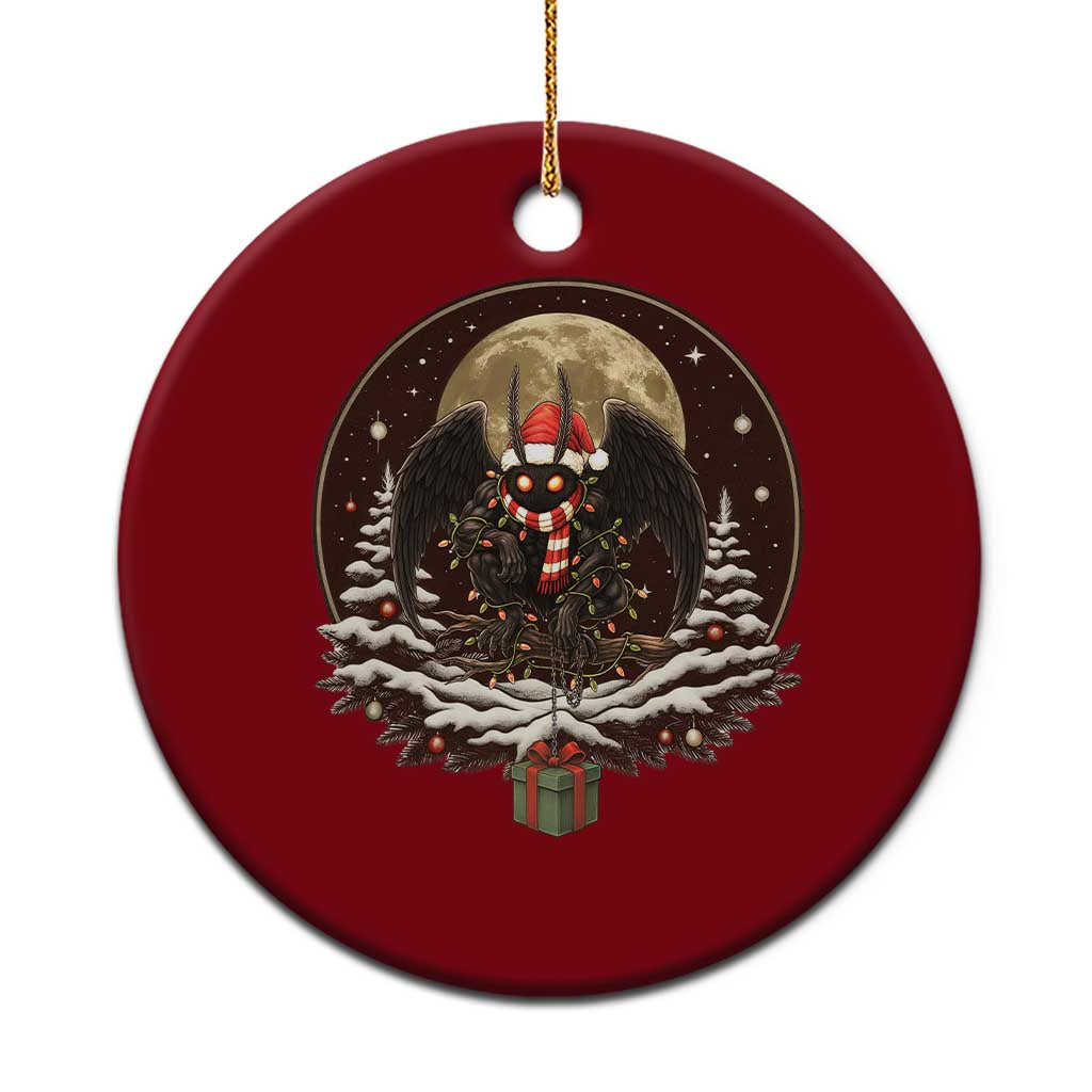Mothman In Xmas Night Ceramic Ornament Funny Cryptid Gift - Wonder Print Shop