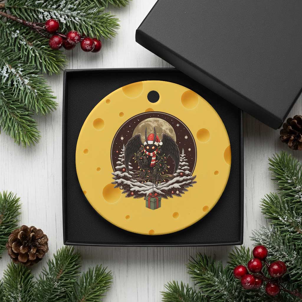 Mothman In Xmas Night Ceramic Ornament Funny Cryptid Gift - Wonder Print Shop