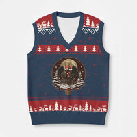 Mothman In Xmas Night V-Neck Knit Sweater Vest Funny Cryptid Gift - Wonder Print Shop