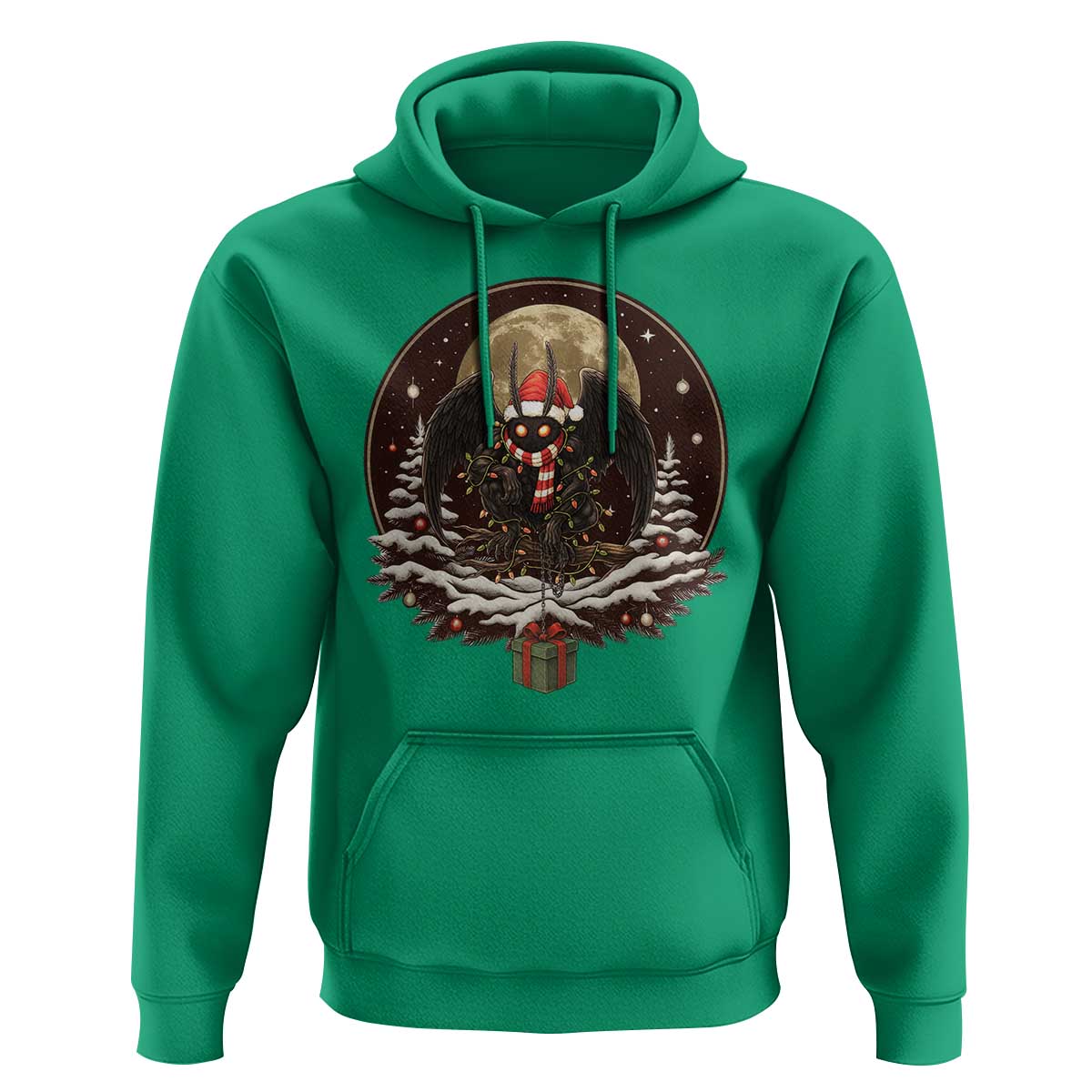 Mothman In Christmas Night Hoodie Funny Cryptid Gift - Wonder Print Shop