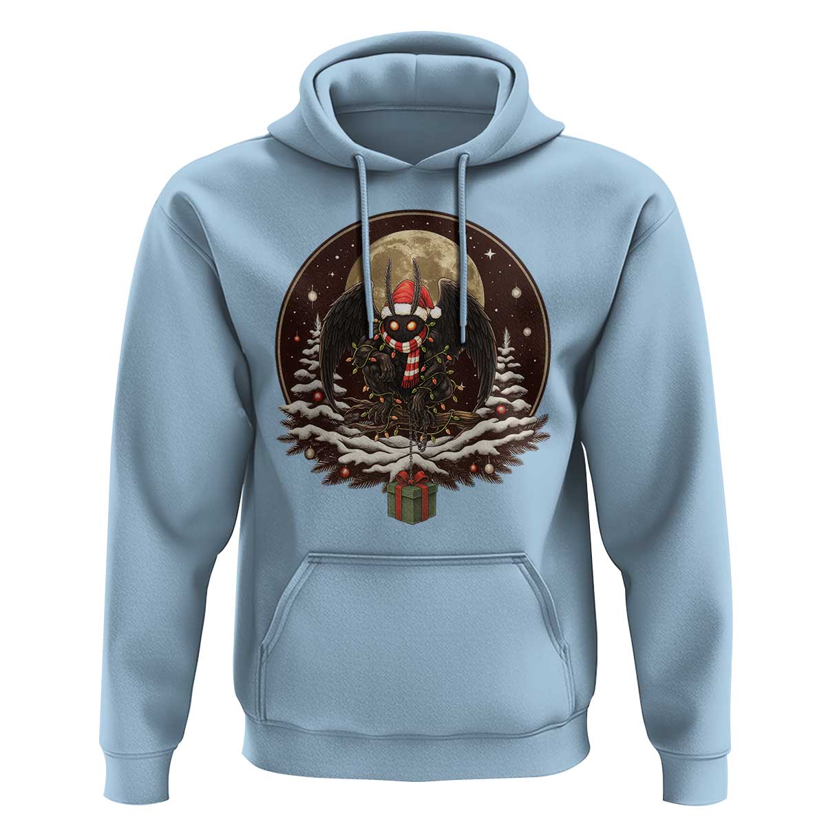 Mothman In Christmas Night Hoodie Funny Cryptid Gift - Wonder Print Shop