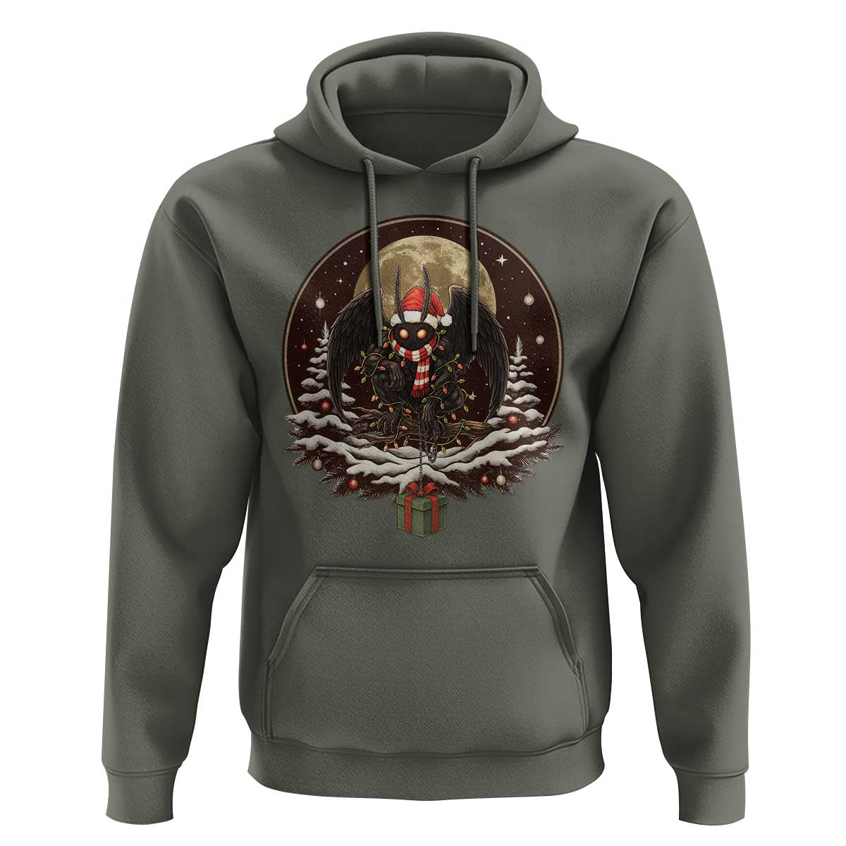 Mothman In Christmas Night Hoodie Funny Cryptid Gift - Wonder Print Shop