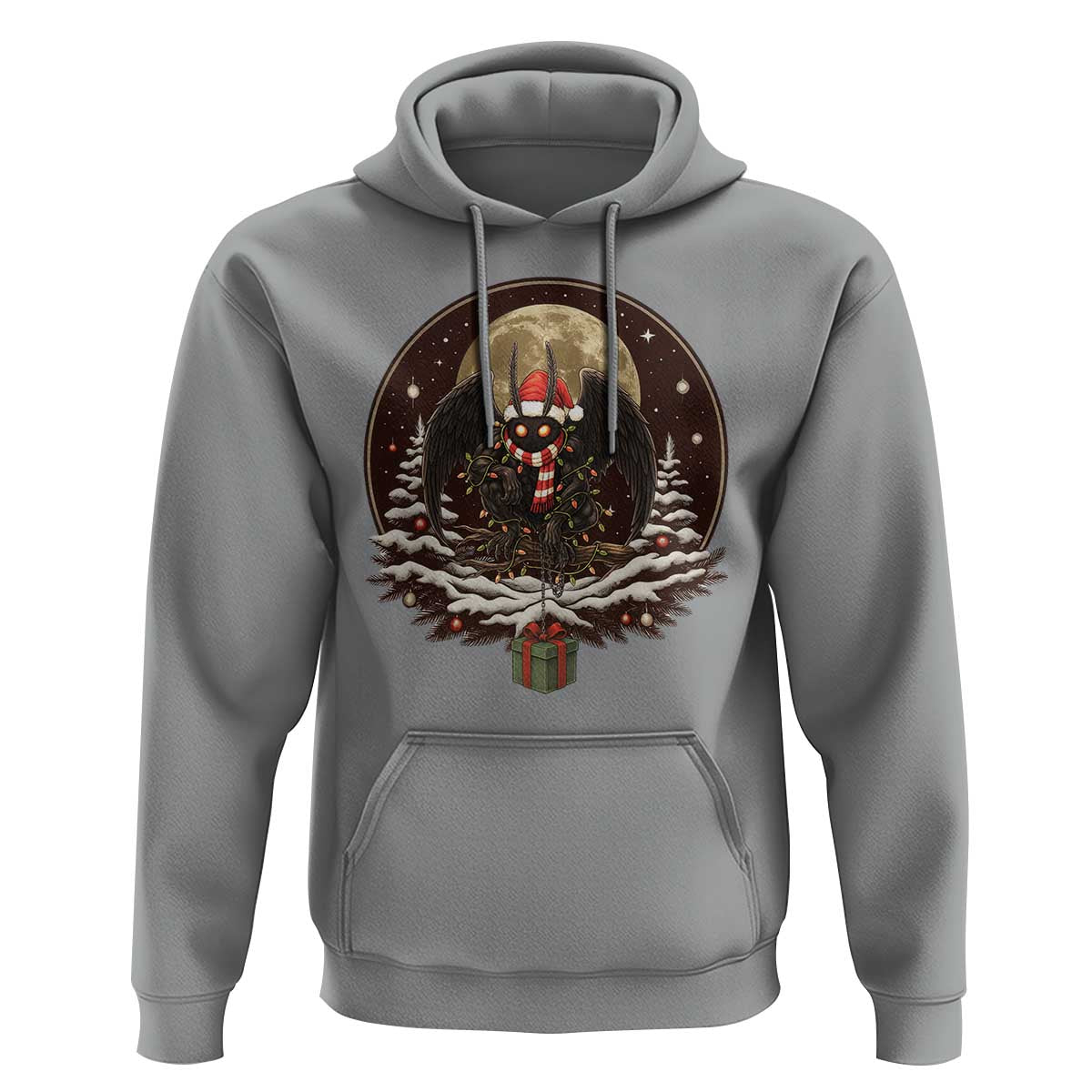 Mothman In Christmas Night Hoodie Funny Cryptid Gift - Wonder Print Shop