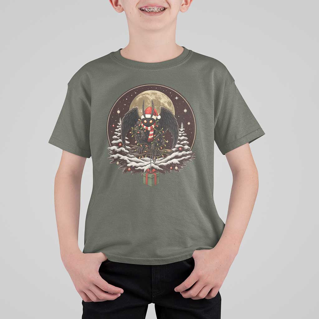 Mothman In Christmas Night T Shirt For Kid Funny Cryptid Gift - Wonder Print Shop