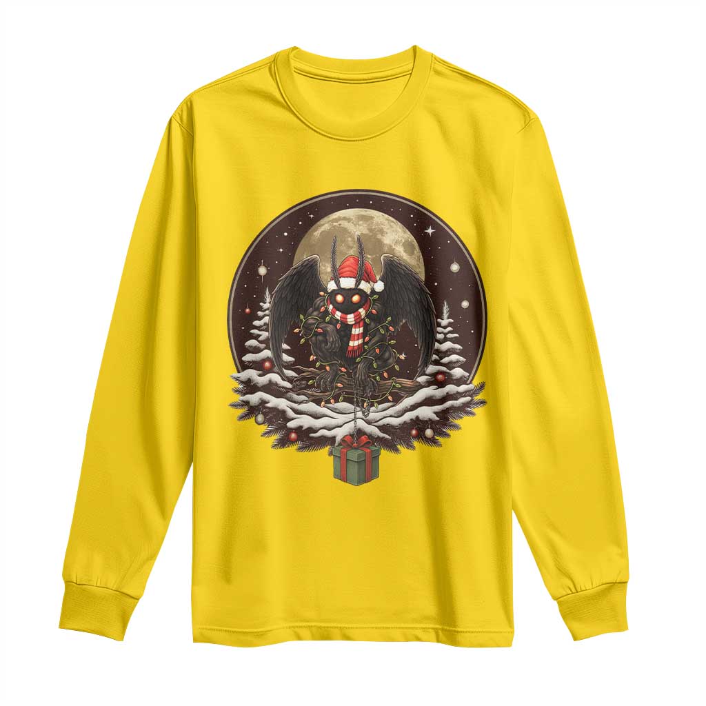 Mothman In Christmas Night Long Sleeve Shirt Funny Cryptid Gift - Wonder Print Shop
