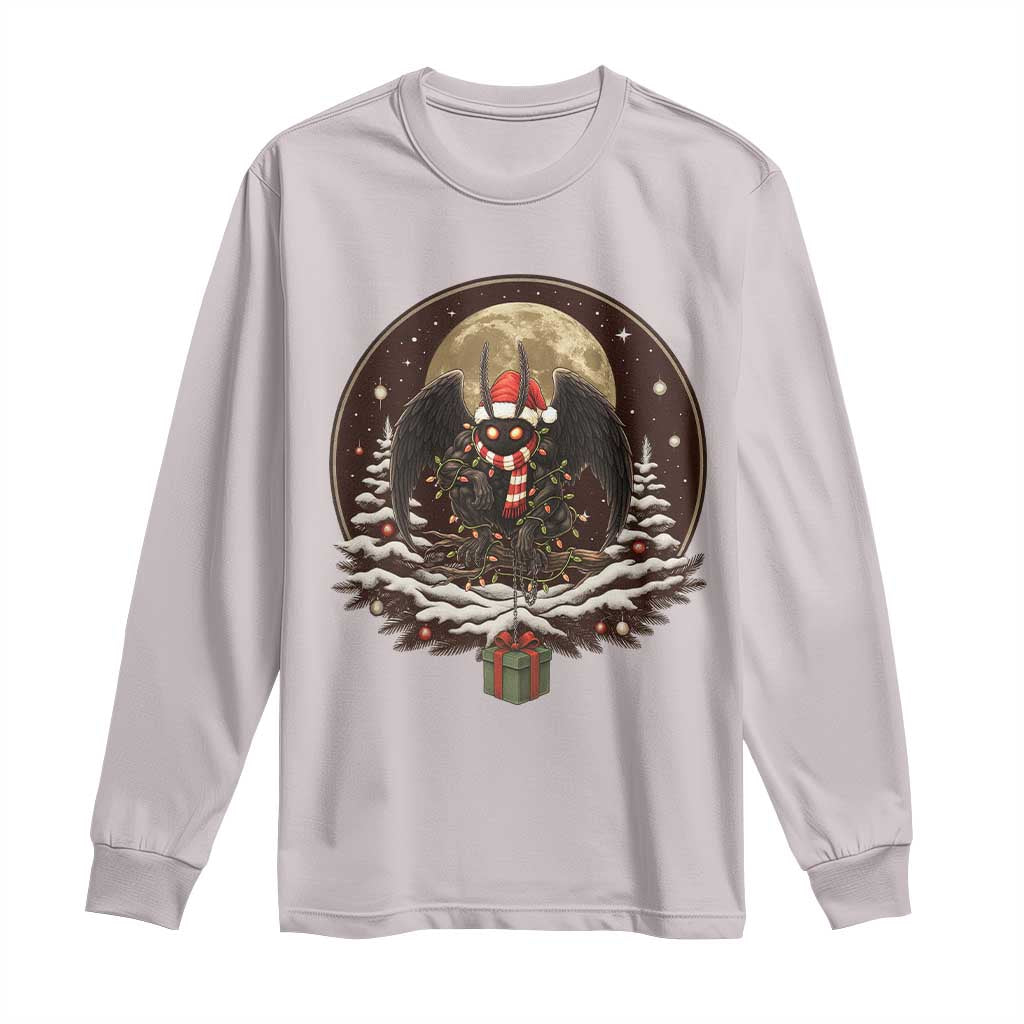 Mothman In Christmas Night Long Sleeve Shirt Funny Cryptid Gift - Wonder Print Shop