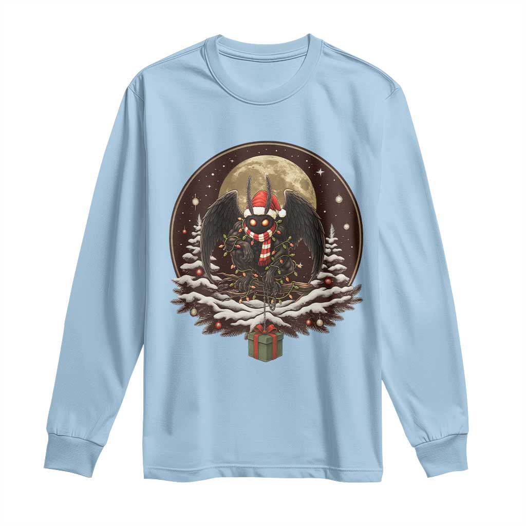 Mothman In Christmas Night Long Sleeve Shirt Funny Cryptid Gift - Wonder Print Shop
