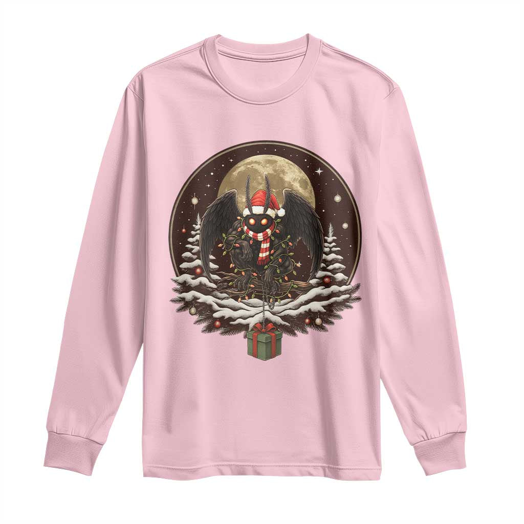Mothman In Christmas Night Long Sleeve Shirt Funny Cryptid Gift - Wonder Print Shop