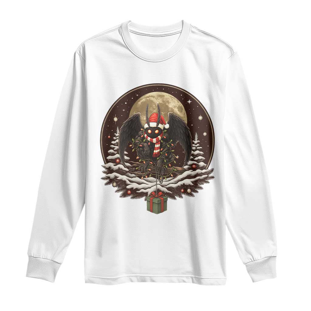 Mothman In Christmas Night Long Sleeve Shirt Funny Cryptid Gift - Wonder Print Shop