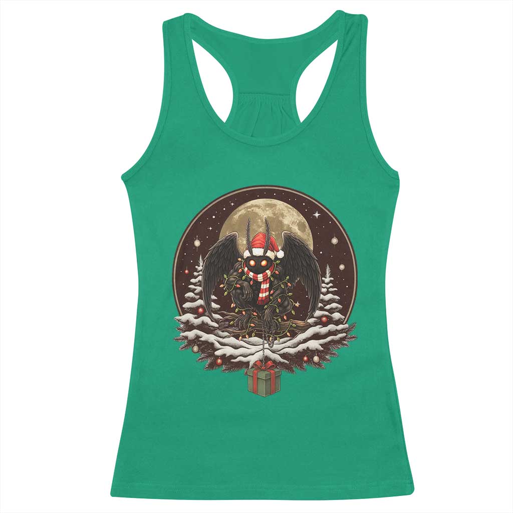 Mothman In Christmas Night Racerback Tank Top Funny Cryptid Gift - Wonder Print Shop