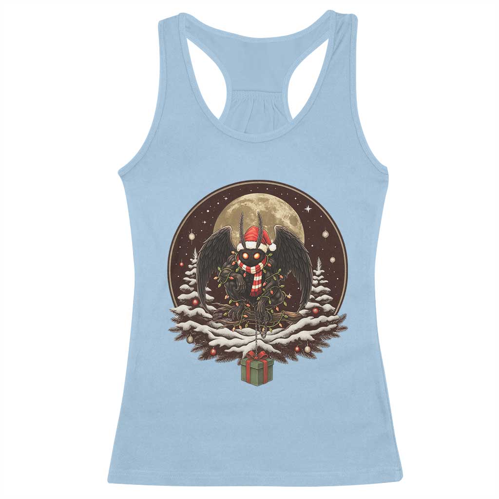 Mothman In Christmas Night Racerback Tank Top Funny Cryptid Gift - Wonder Print Shop