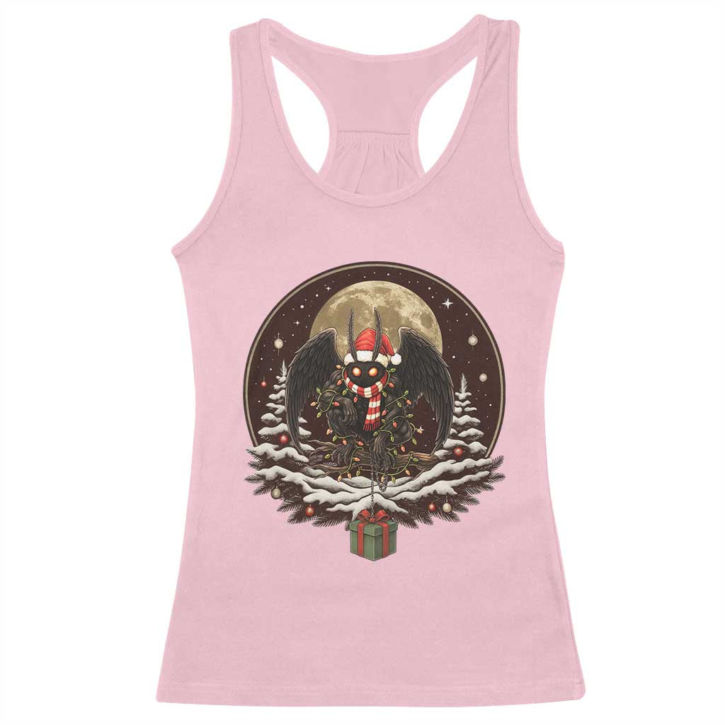 Mothman In Christmas Night Racerback Tank Top Funny Cryptid Gift - Wonder Print Shop