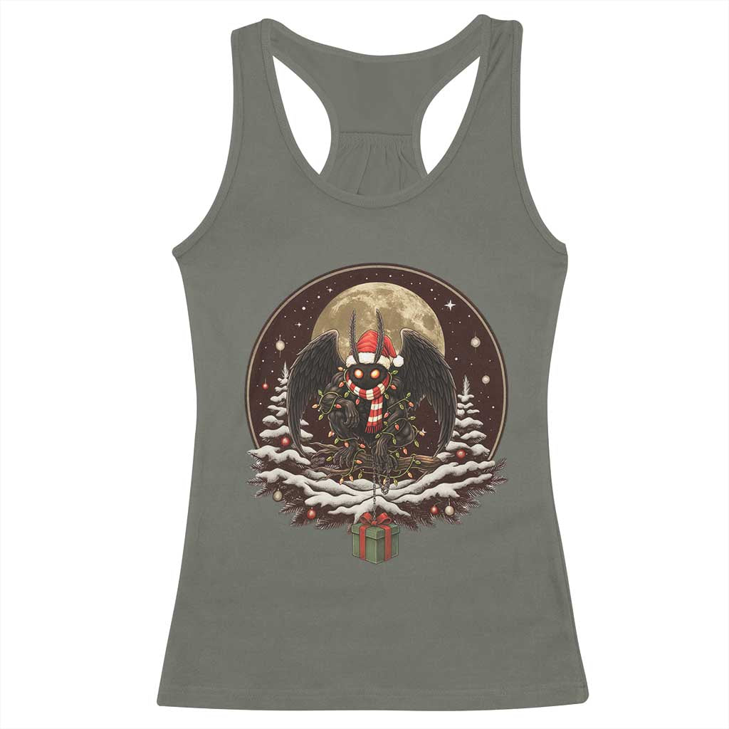 Mothman In Christmas Night Racerback Tank Top Funny Cryptid Gift - Wonder Print Shop