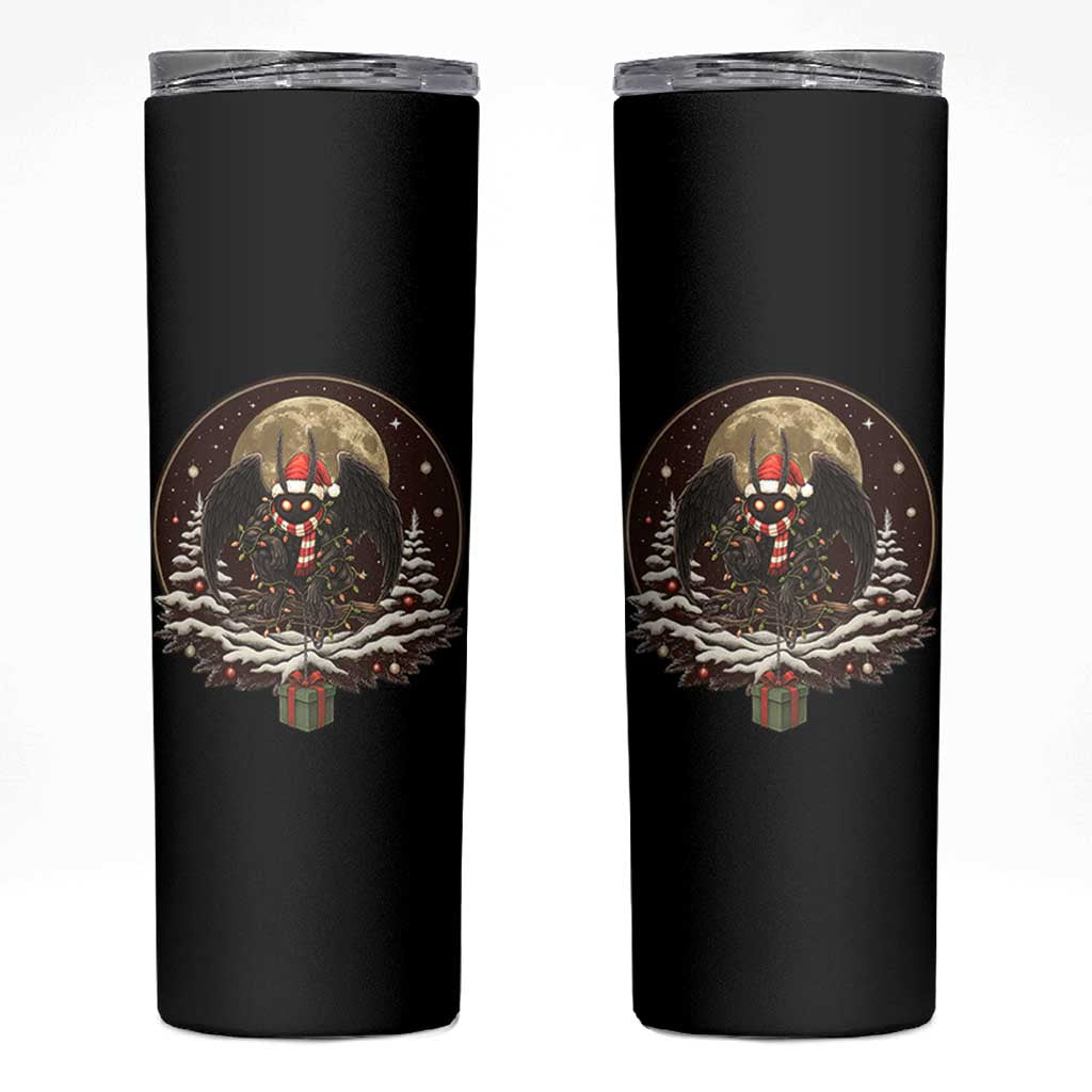 Mothman In Christmas Night Skinny Tumbler Funny Cryptid Gift
