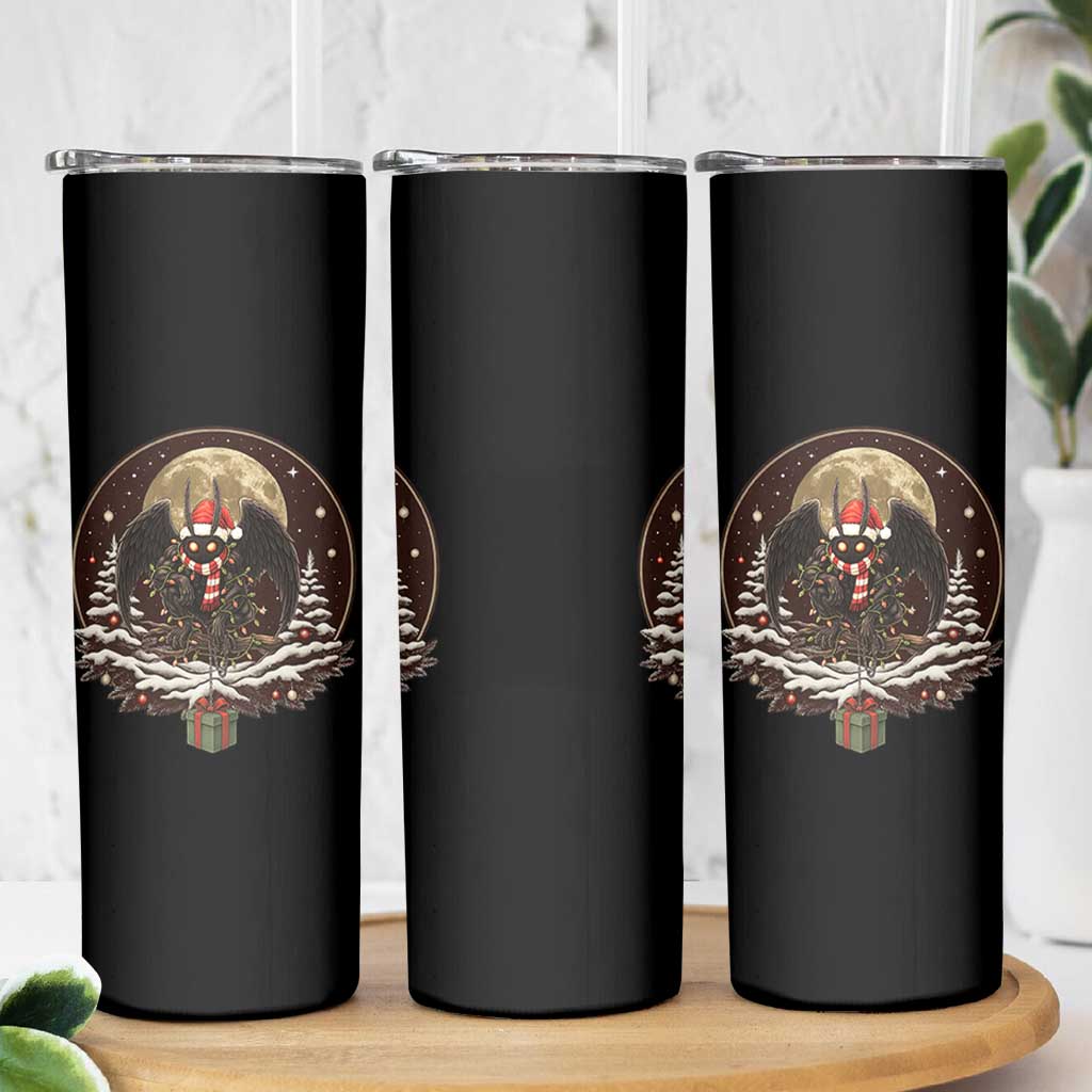Mothman In Christmas Night Skinny Tumbler Funny Cryptid Gift