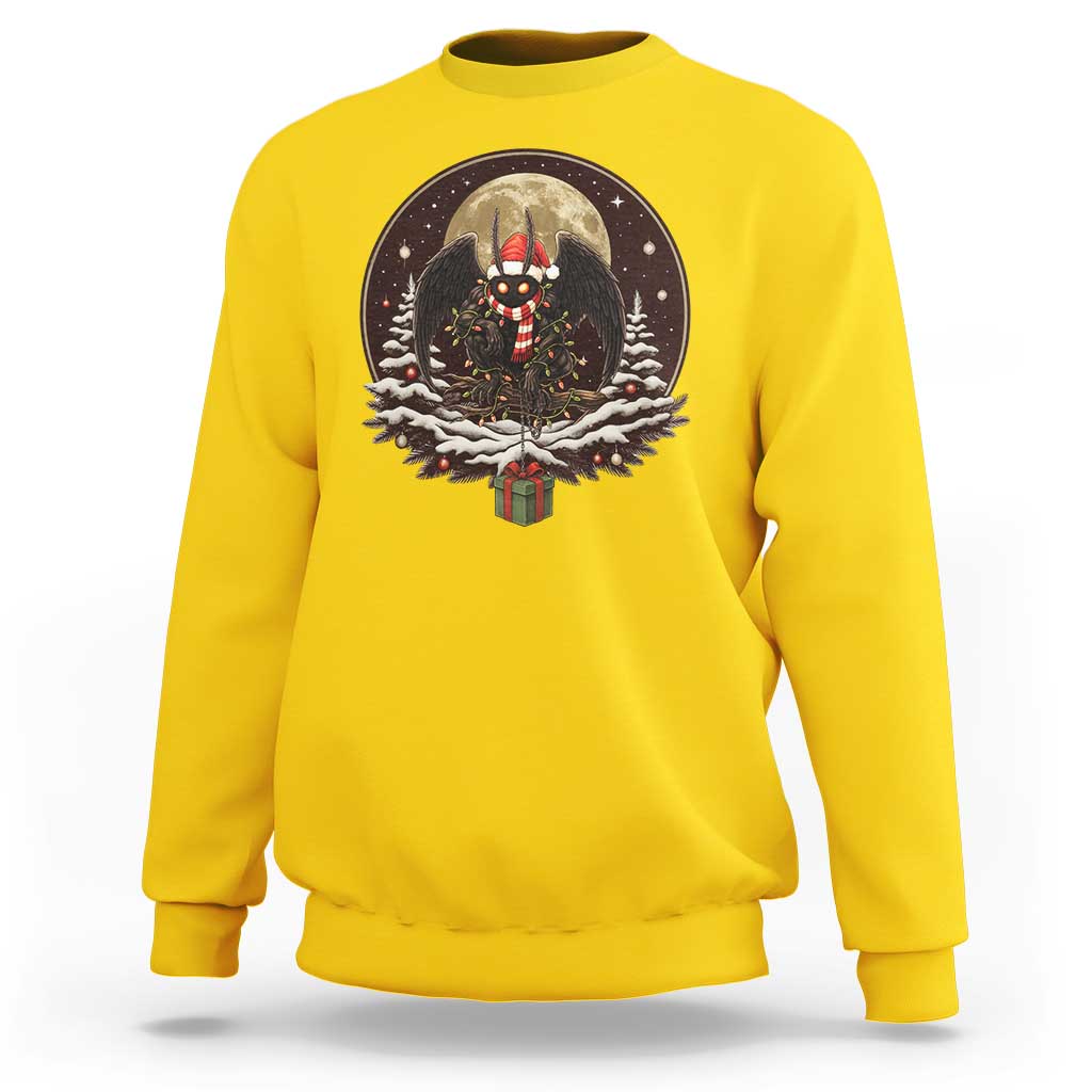 Mothman In Christmas Night Sweatshirt Funny Cryptid Gift - Wonder Print Shop
