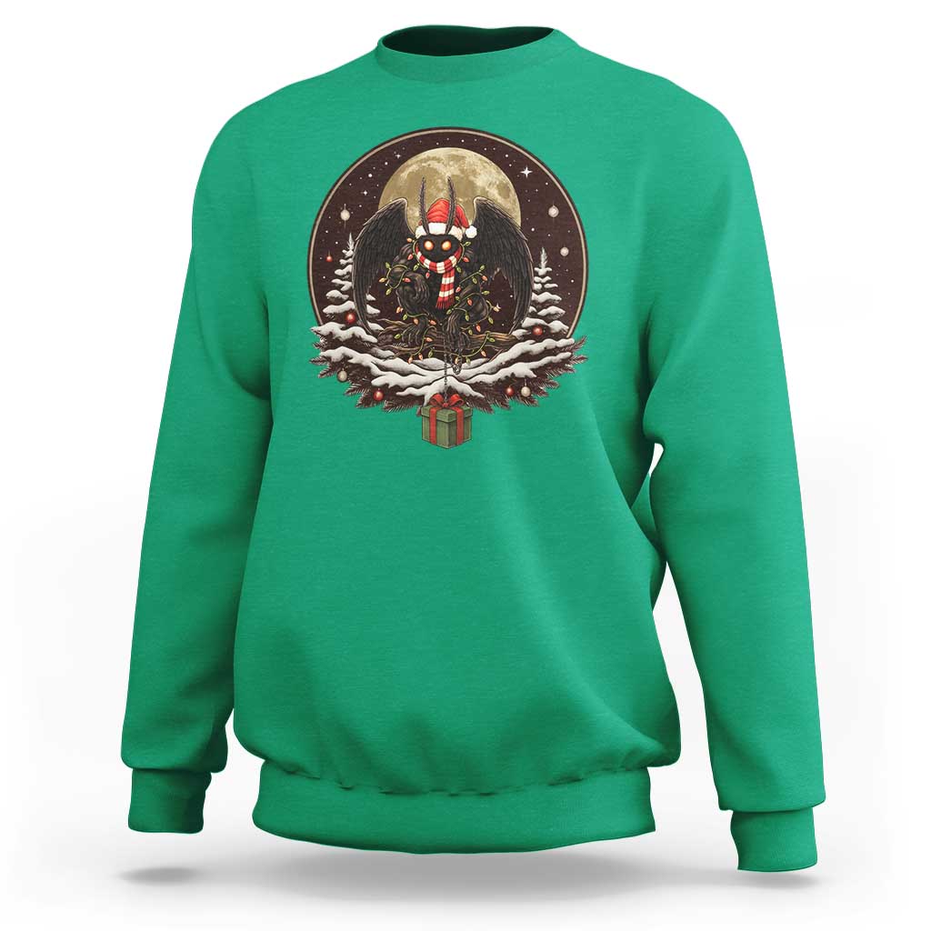 Mothman In Christmas Night Sweatshirt Funny Cryptid Gift - Wonder Print Shop