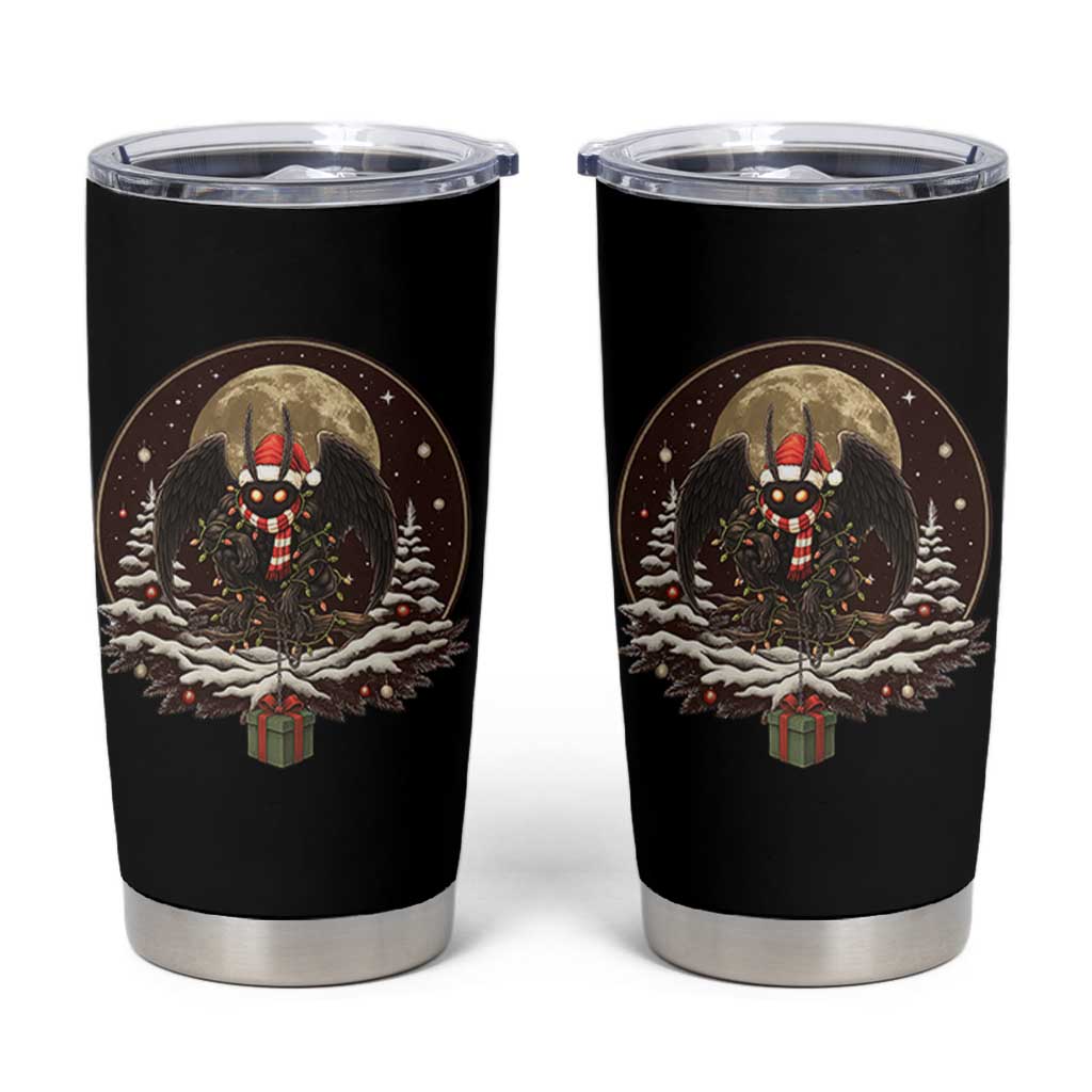 Mothman In Christmas Night Tumbler Cup Funny Cryptid Gift