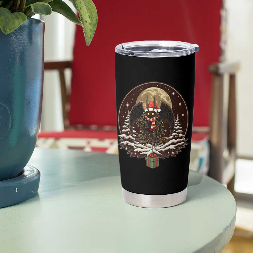 Mothman In Christmas Night Tumbler Cup Funny Cryptid Gift