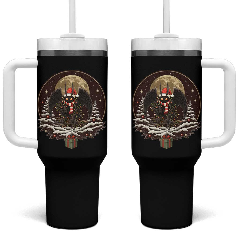 Mothman In Christmas Night Tumbler With Handle Funny Cryptid Gift