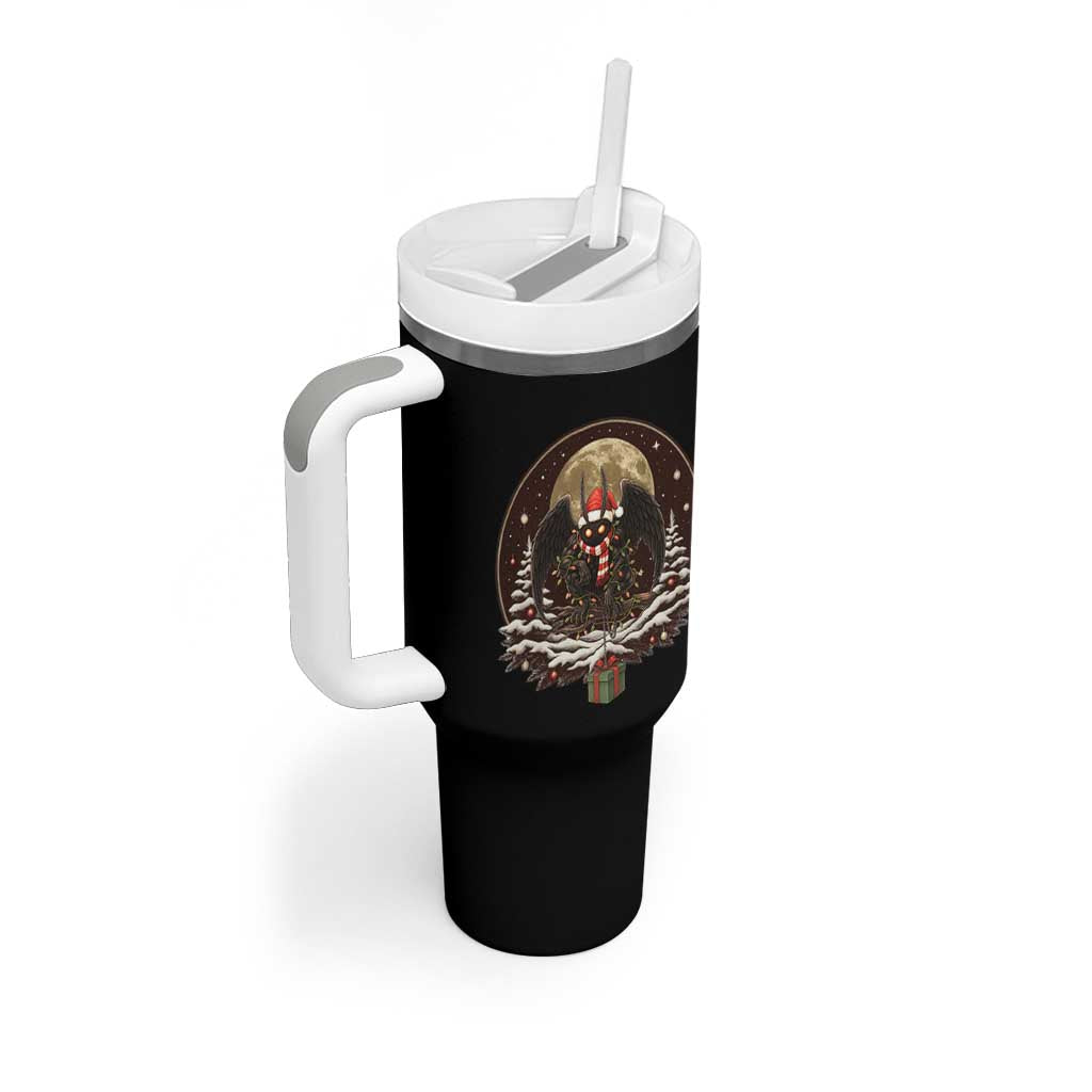 Mothman In Christmas Night Tumbler With Handle Funny Cryptid Gift