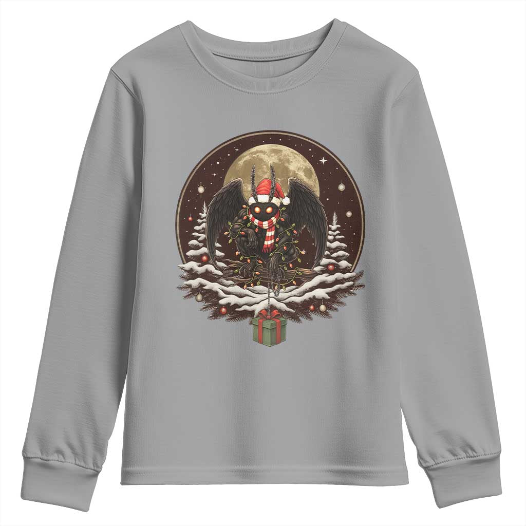 Mothman In Christmas Night Youth Sweatshirt Funny Cryptid Gift - Wonder Print Shop