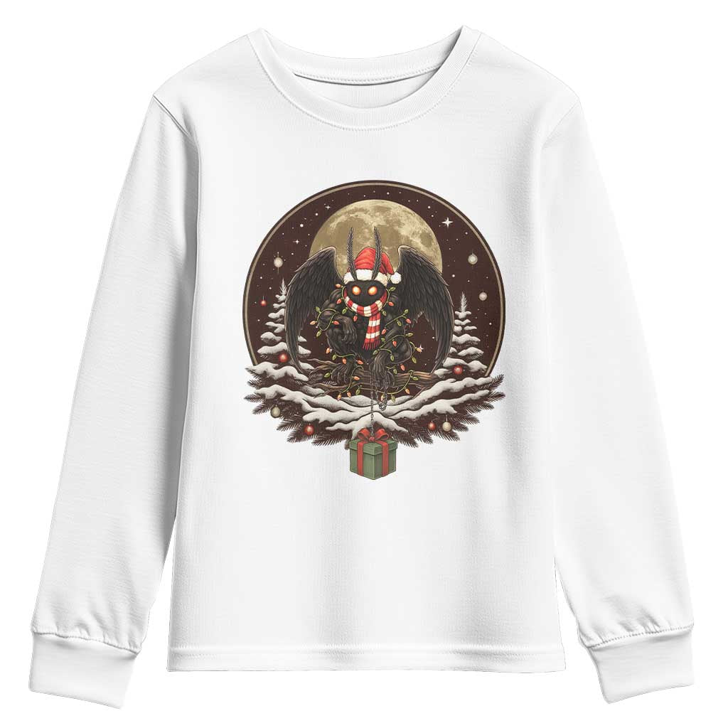 Mothman In Christmas Night Youth Sweatshirt Funny Cryptid Gift - Wonder Print Shop