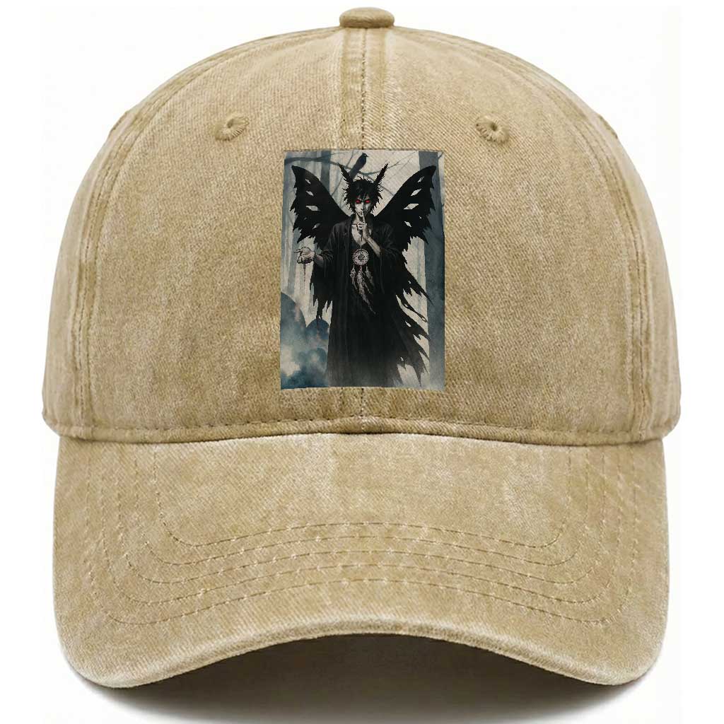 Mothman Sandman Washed Cotton Baseball Cap Gothic Horror Fan Gift