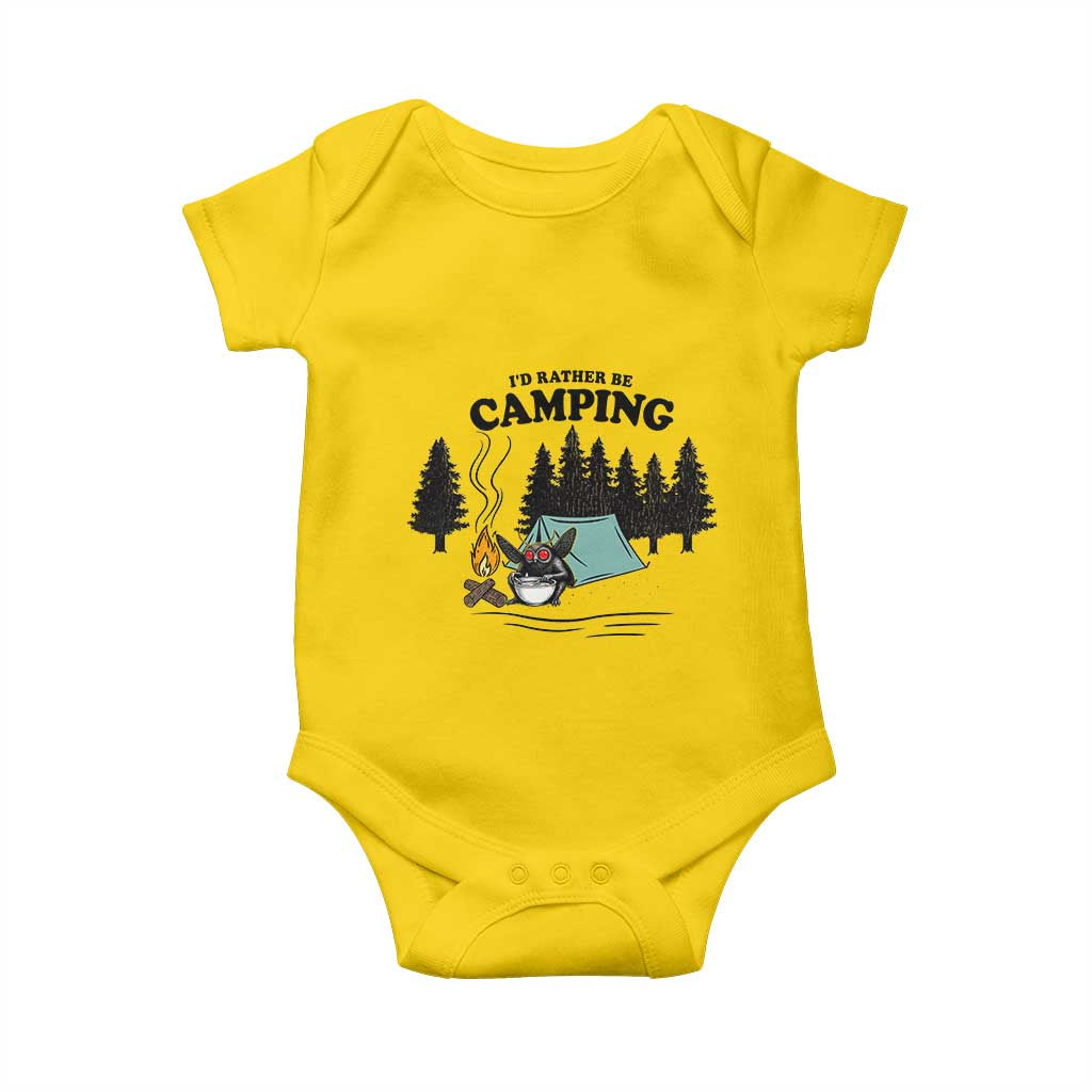 Mothman Baby Onesie Id Rather Be Camping Funny Cryptid Gift - Wonder Print Shop