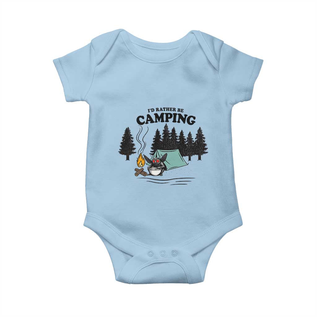 Mothman Baby Onesie Id Rather Be Camping Funny Cryptid Gift - Wonder Print Shop