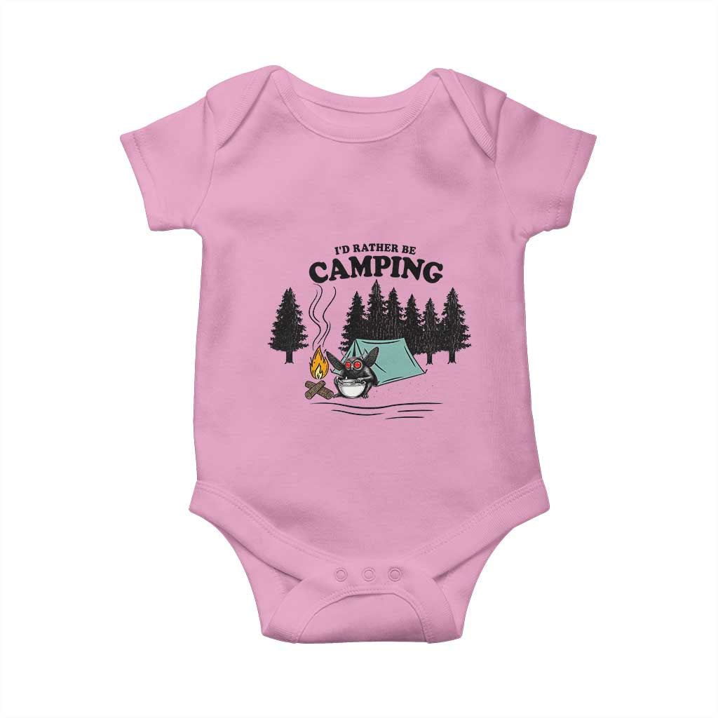 Mothman Baby Onesie Id Rather Be Camping Funny Cryptid Gift - Wonder Print Shop